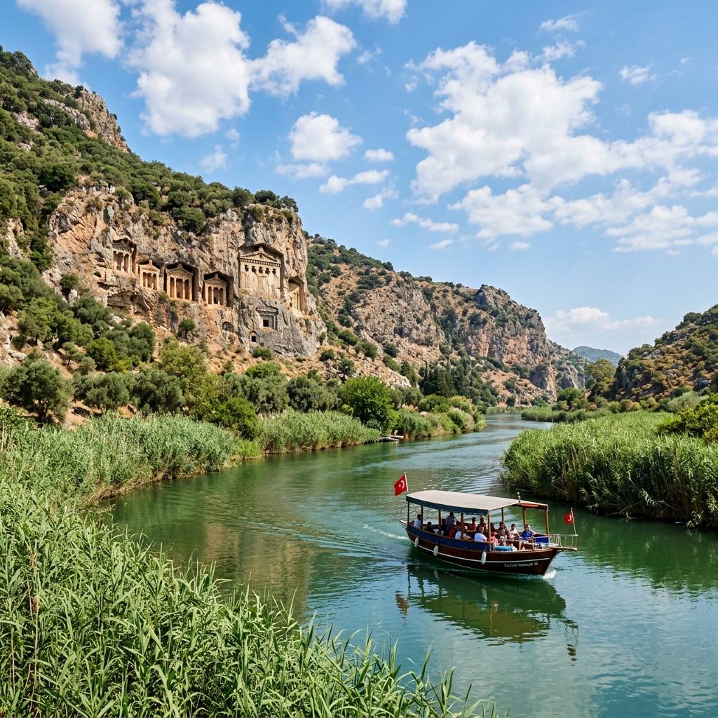 Dalyan kanalı ve Likya kaya mezarları